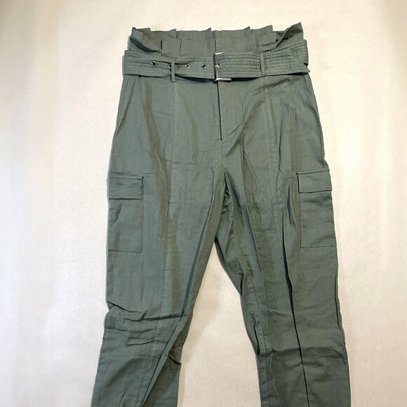 NWOT Showpo Kaori Belted Paper Bag Waist Utility Pants in Khaki Green - Size 8 - Picture 5 of 8